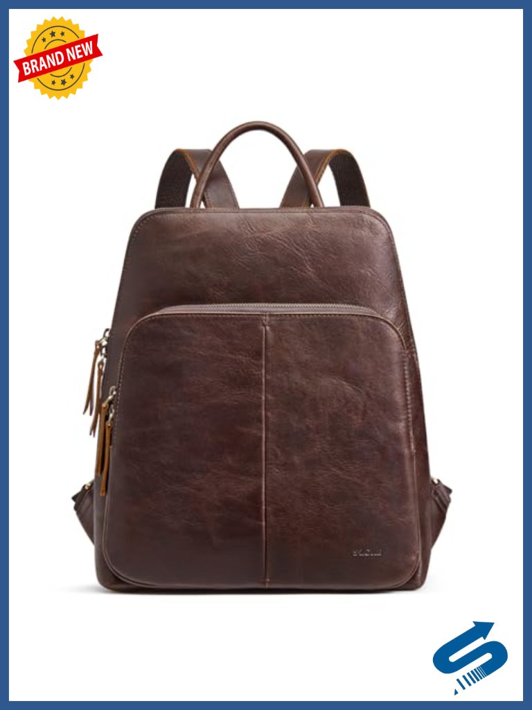 Small Rfid Blocking Leather Backpack With Laptop Compartment